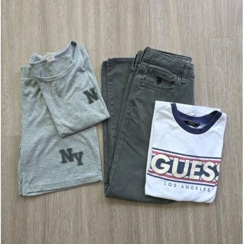 Boys Clothing Lot Size 8 Guess Kids T-Shirt US Polo Assn Pants Shein NY Set‎ 4pc